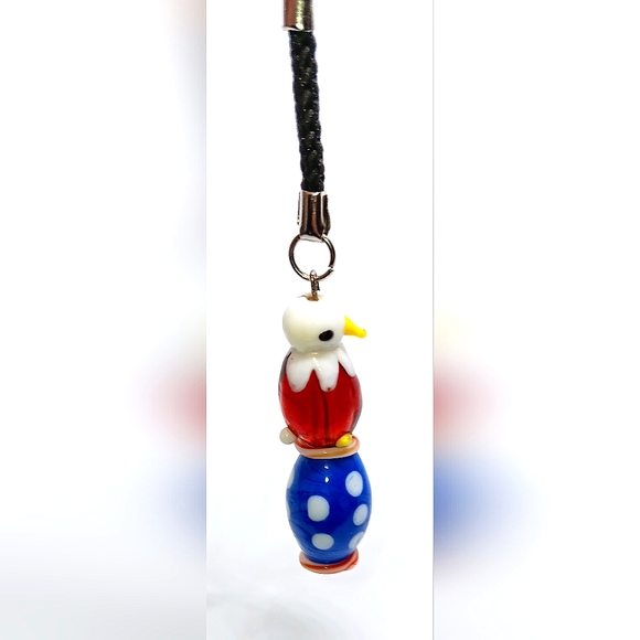 HANDMADE American Bald Eagle Patriotic Glass Beaded Phone Charm / Bag Charm - Picture 3 of 5